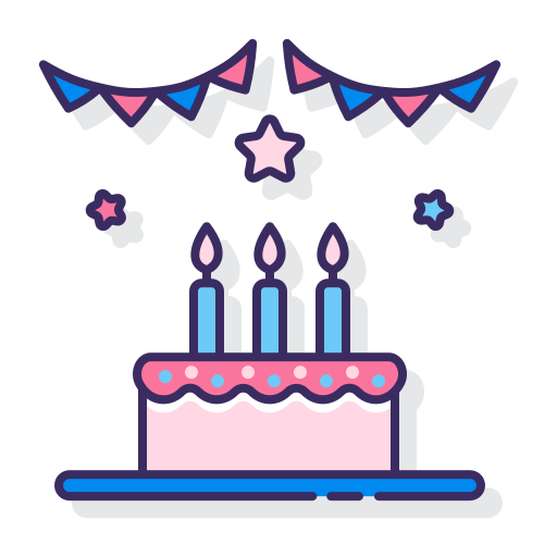 Торт на день рождения Flaticons Lineal Color иконка