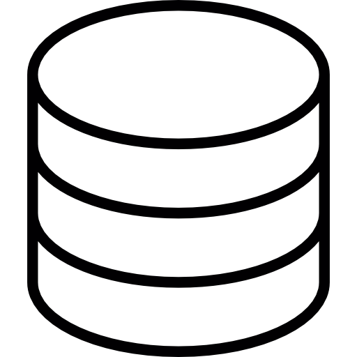 símbolo de base de datos en blanco  icono