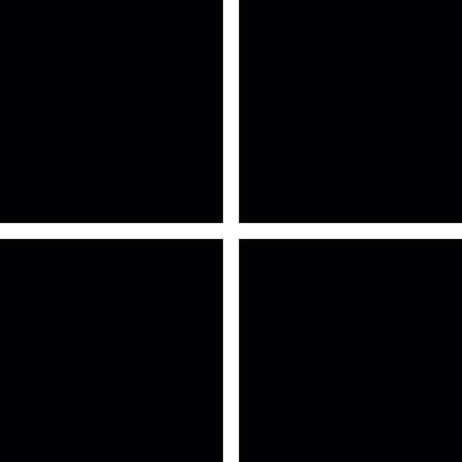carré divisé en quatre parties  Icône