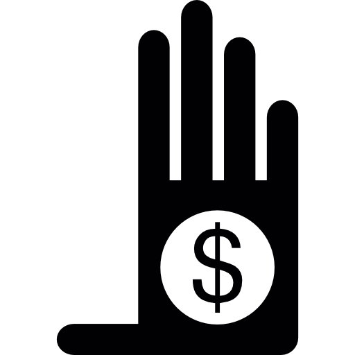moneda de dólar en la palma de la mano  icono