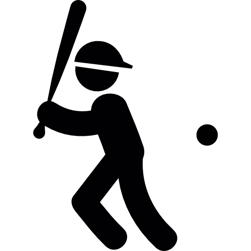 giocatore di baseball con palla da pipistrello e berretto Pictograms Fill icona