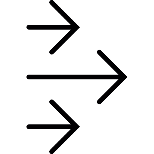 drie pijlen naar rechts  icoon