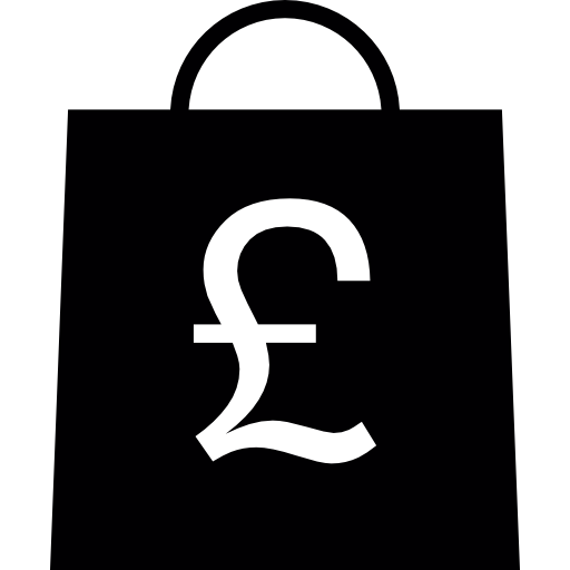 sacola de compras com símbolo de libra  Ícone