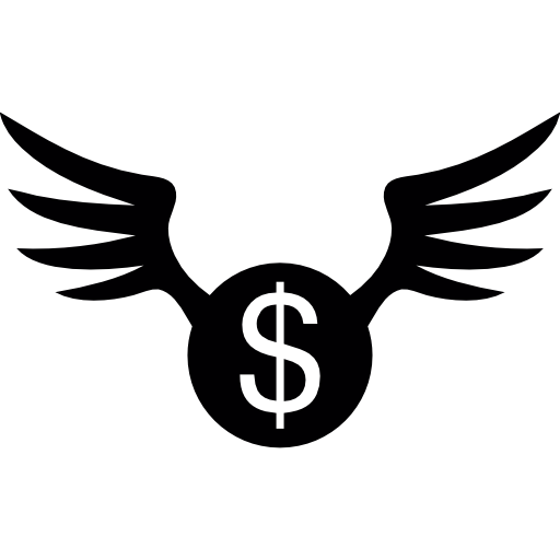 moneta dolara ze skrzydłami  ikona