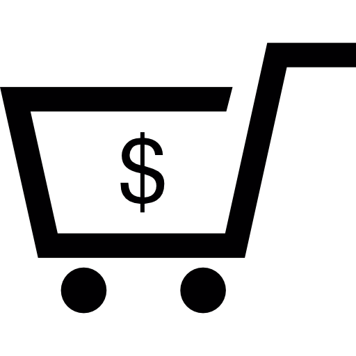 dollarsymbol auf einem einkaufswagen  icon