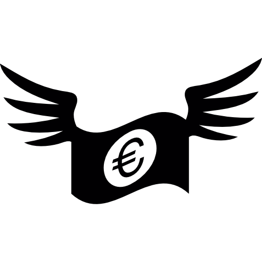 billet en euros avec des ailes  Icône