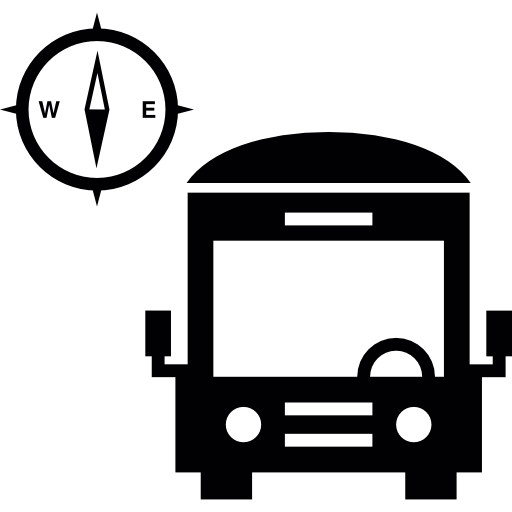 autobús con brújula  icono
