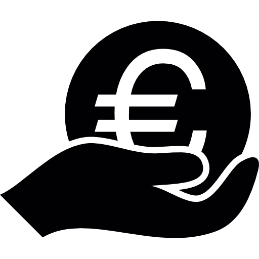 große euro-münze zur hand  icon