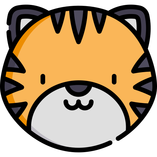 tygrys Kawaii Lineal color ikona