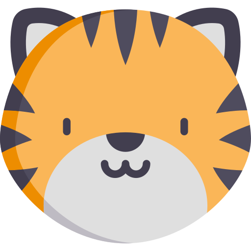 tygrys Kawaii Flat ikona