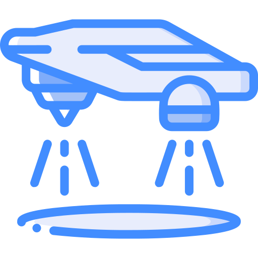 Flying car Basic Miscellany Blue icon