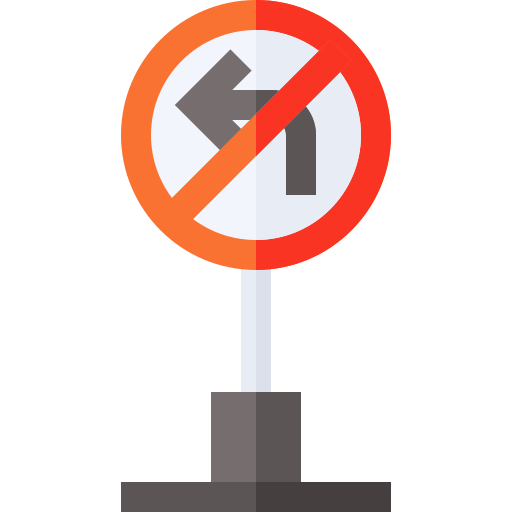 No turn left Basic Straight Flat icon