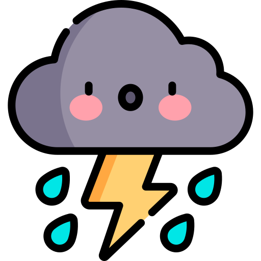 Lluvia Kawaii Lineal color icono