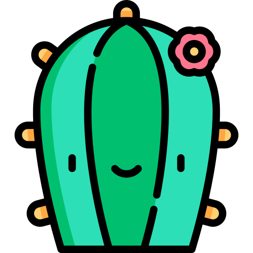 Cactus Kawaii Lineal color icono