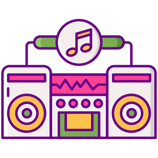 Boombox Flaticons Lineal Color Ícone