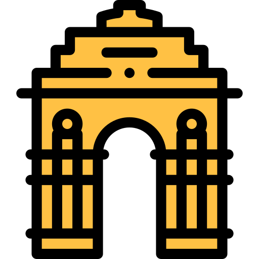 India gate Detailed Rounded Lineal color icon