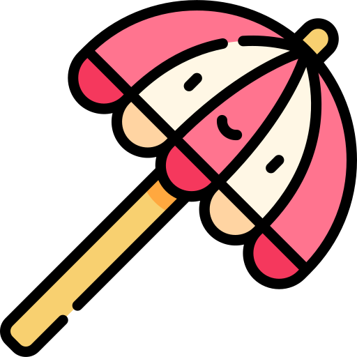Beach umbrella Kawaii Lineal color icon