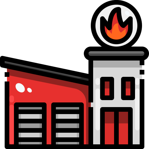 Fire station Justicon Lineal Color icon