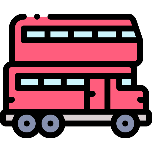 이층 버스 Detailed Rounded Lineal color icon