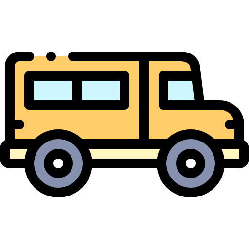 학교 버스 Detailed Rounded Lineal color icon