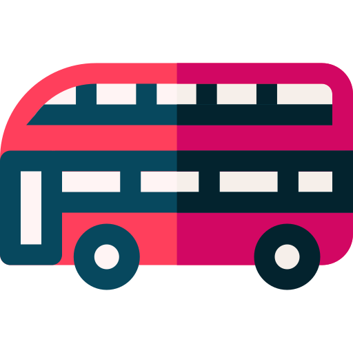 autobús de dos pisos Basic Rounded Flat icono