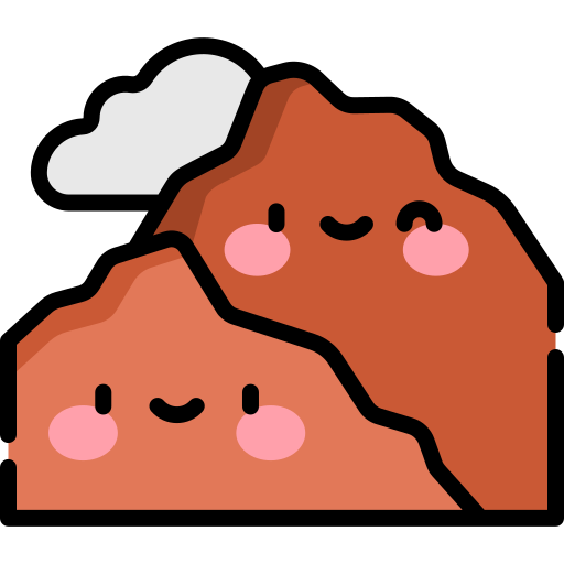 montagne rocciose Kawaii Lineal color icona