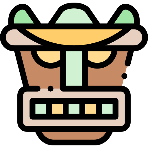 Tiki Detailed Rounded Lineal color icono