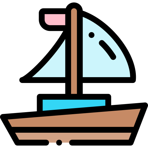 帆船 Detailed Rounded Lineal color icon