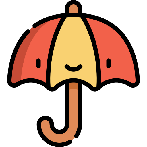 Paraguas Kawaii Lineal color icono