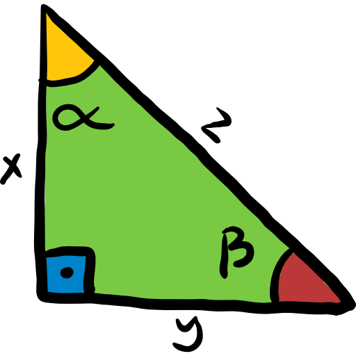 triángulo rectángulo Hand Drawn Color icono