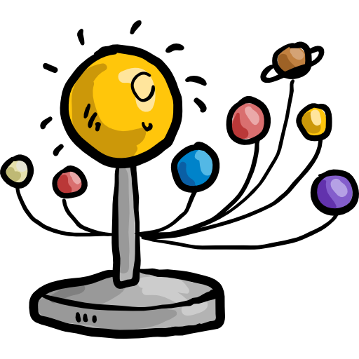sistema solare Hand Drawn Color icona