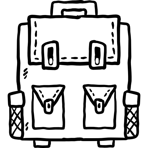Backpack Hand Drawn Black icon
