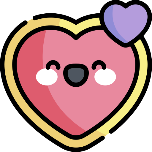Corazón Kawaii Lineal color icono