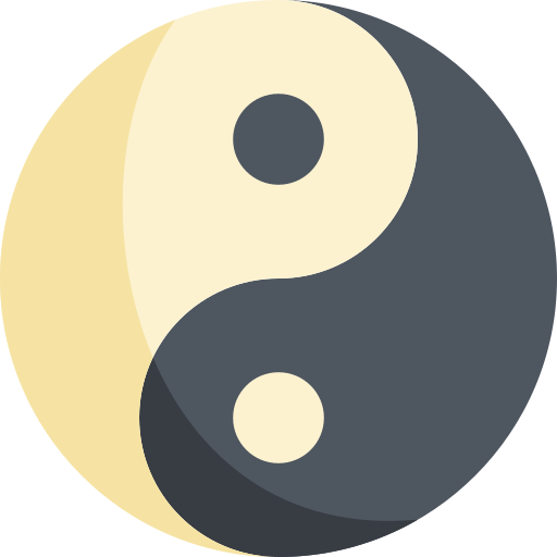 Símbolo de yin yang Kawaii Flat icono