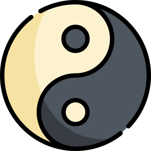 simbolo di yin yang Kawaii Lineal color icona