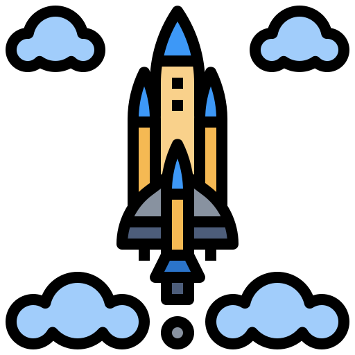 Cohete Surang Lineal Color icono