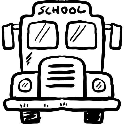 autobus szkolny Hand Drawn Black ikona