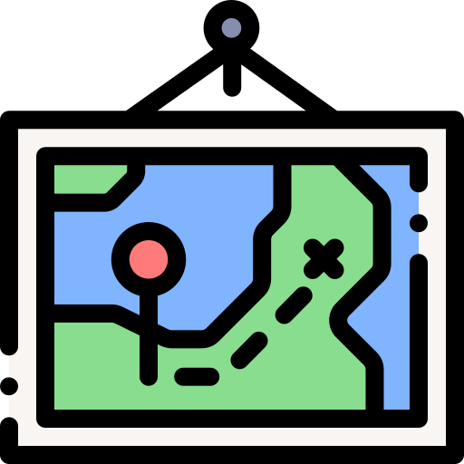 지도 Detailed Rounded Lineal color icon