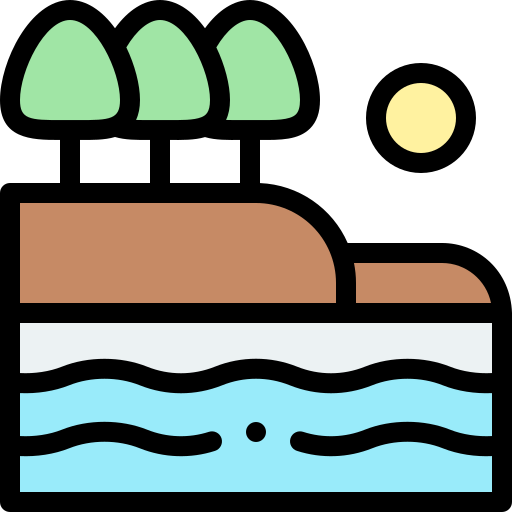 湖 Detailed Rounded Lineal color icon