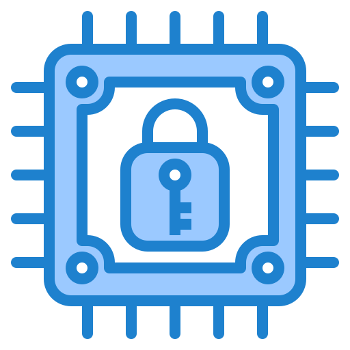 Cyber security srip Blue icon