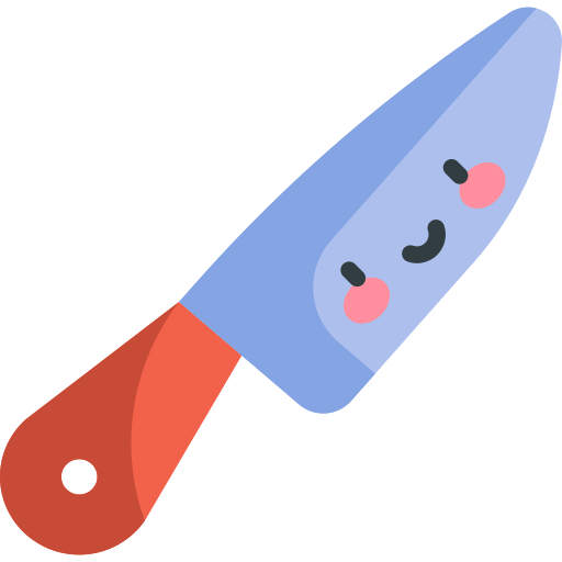 cuchillo del cocinero Kawaii Flat icono