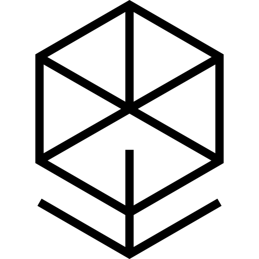 flecha hacia abajo de un cubo  icono