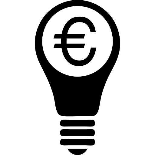Żarówka z symbolem euro  ikona