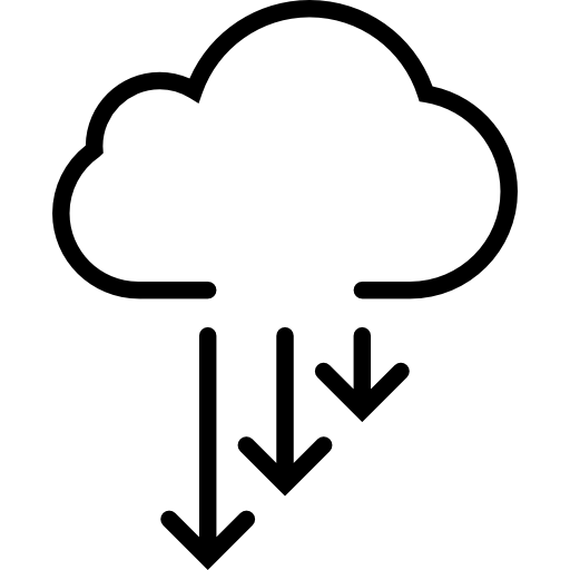 drie downloadpijlen uit een wolk  icoon