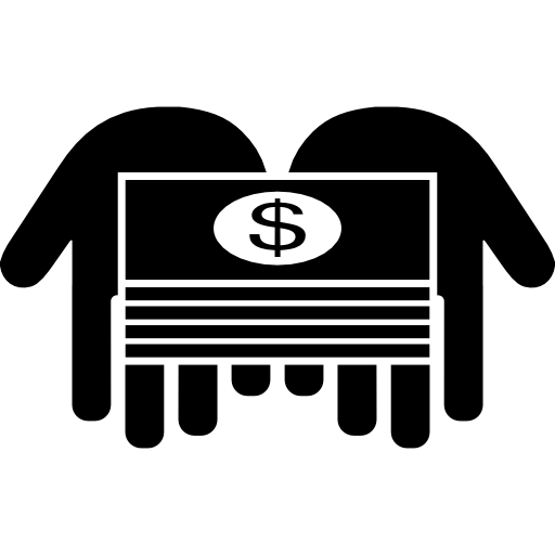pile de dollars à deux mains  Icône