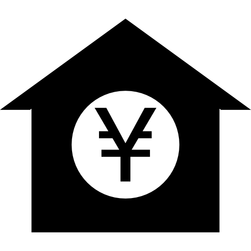 símbolo de la casa y el yen  icono