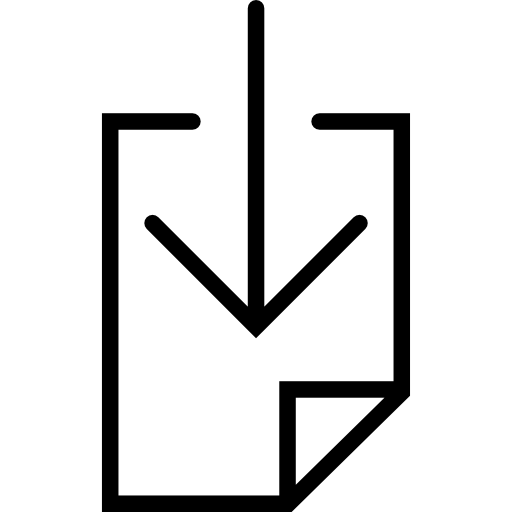 freccia giù sul documento  icona