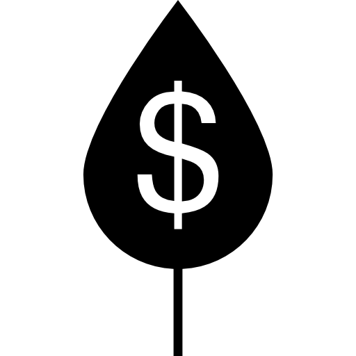 símbolo de dólar en la hoja  icono