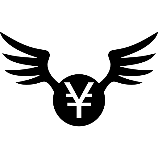 moneda de yenes con alas  icono
