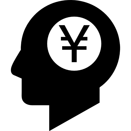 símbolo del yen dentro de la cabeza  icono